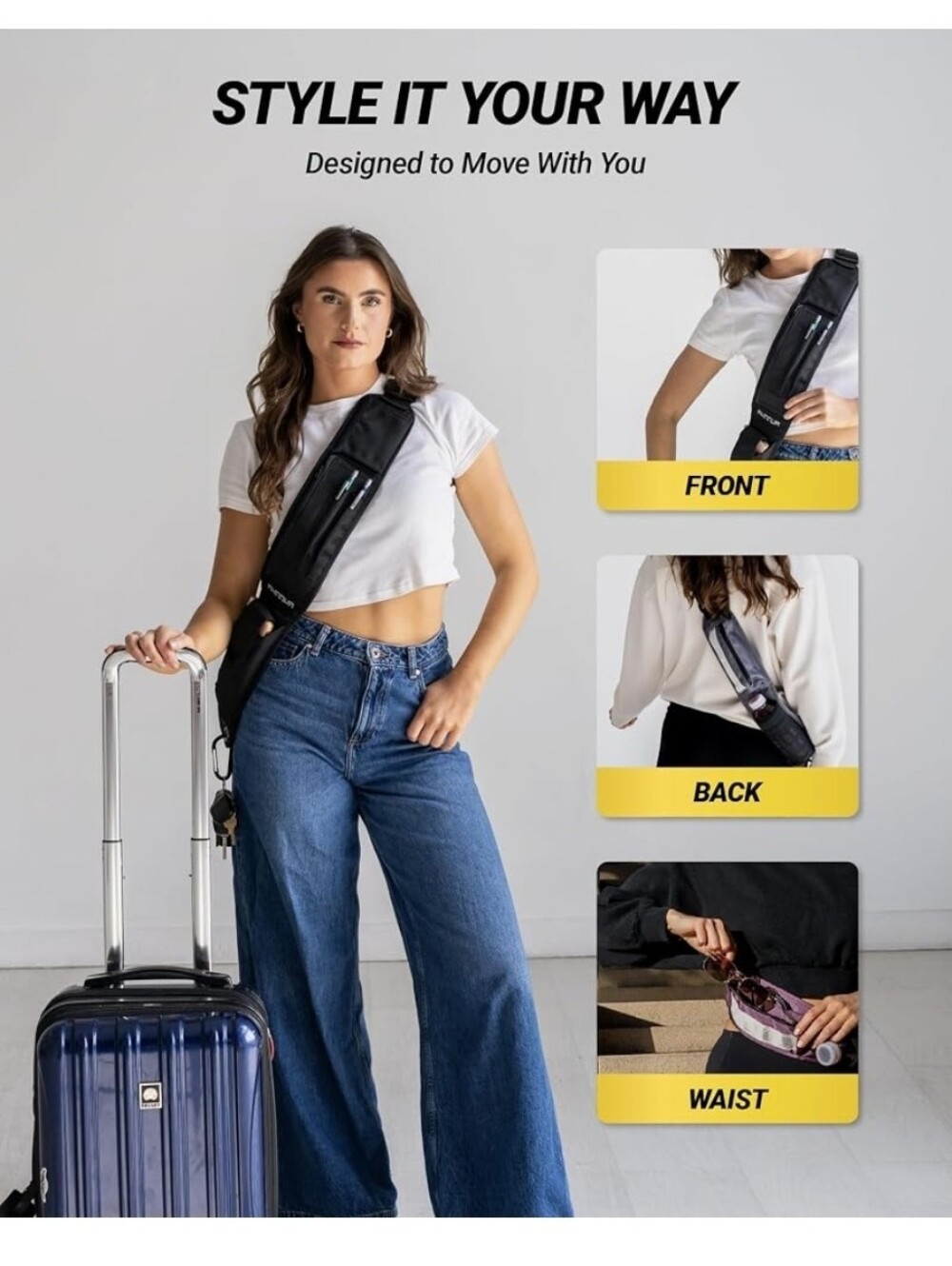 NIB PocketSling Crossbody Sling Bag 6 Pockets Water Bottle Phone Travel Slingbag - Picture 4 of 14